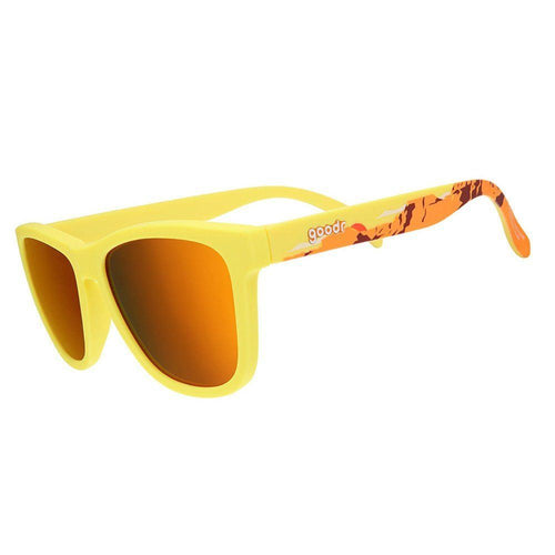Rare Air Discs "Grand Canyon" limited edition OG sunglasses with dark tinted lenses and black frame, side view image.
