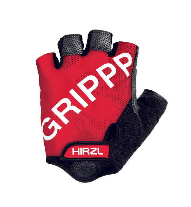 ZEITBIKE HIRZL Tour SF 1.0 leather bike gloves with padded grip and adjustable wrist straps, shown in red.