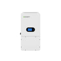 Growatt 10kW hybrid inverter from Portable Sun LLC, shown with digital display and connection ports for solar power system.