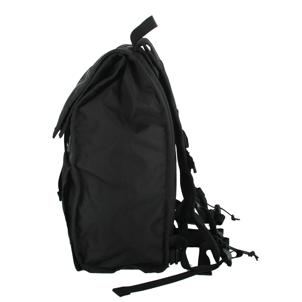 Green Guru Commuter Roll Top Backpack by ZEITBIKE shown from side view, featuring a sleek green bag with roll-top closure for daily commuting.