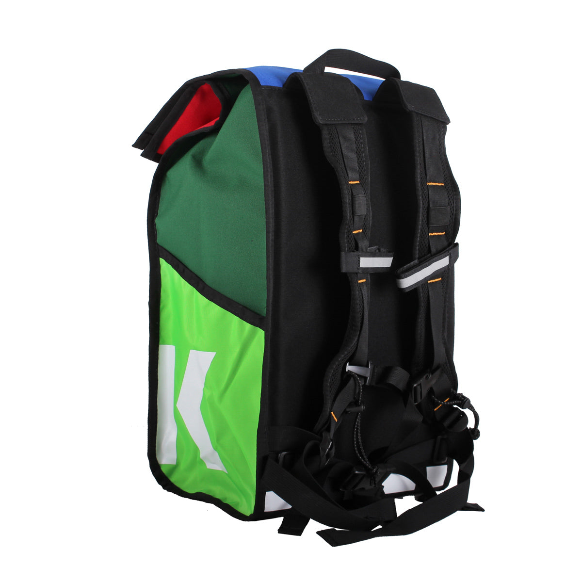 Green Guru Joyride Roll Top Backpack by ZEITBIKE, a durable green bag with roll-top closure and adjustable straps.