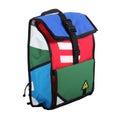 Green Guru Joyride Roll Top Backpack by ZEITBIKE, front view showing durable green bag with roll-top closure and adjustable straps.