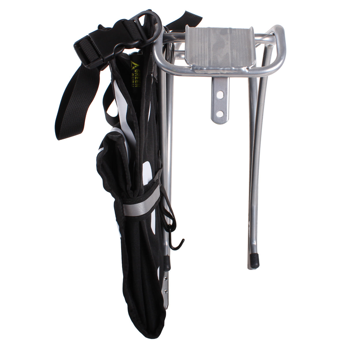 ZEITBIKE Green Guru Freerider Grocery Pannier bags in black and white, designed for bike storage and carrying groceries.