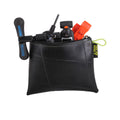Open green large zipper pouch from ZEITBIKE's Green Guru bags and panniers collection, showing interior compartments and zipper closure.