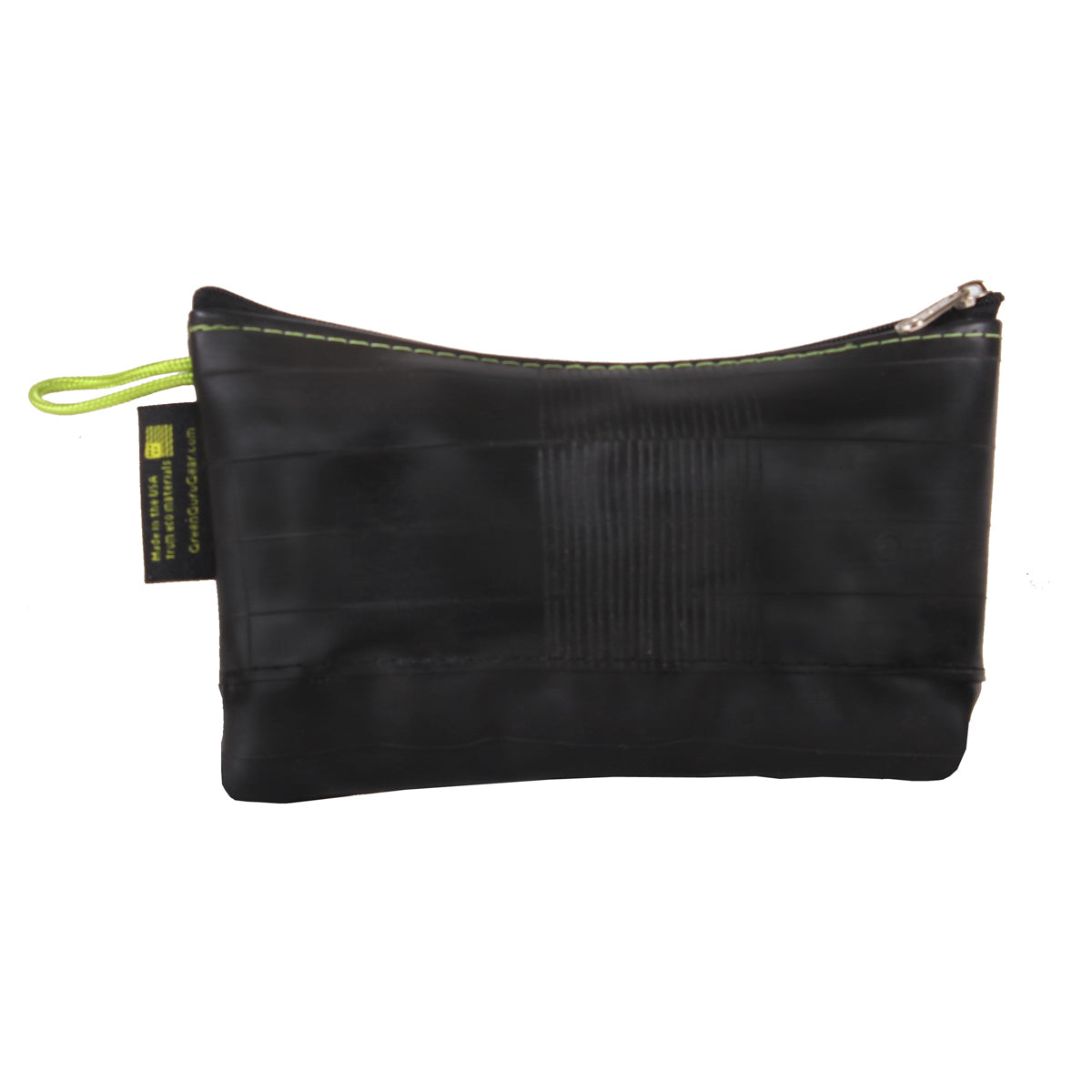 Green Guru mid-size zipper pouch from ZEITBIKE, durable bag for organizing small items, shown closed with zipper detail.