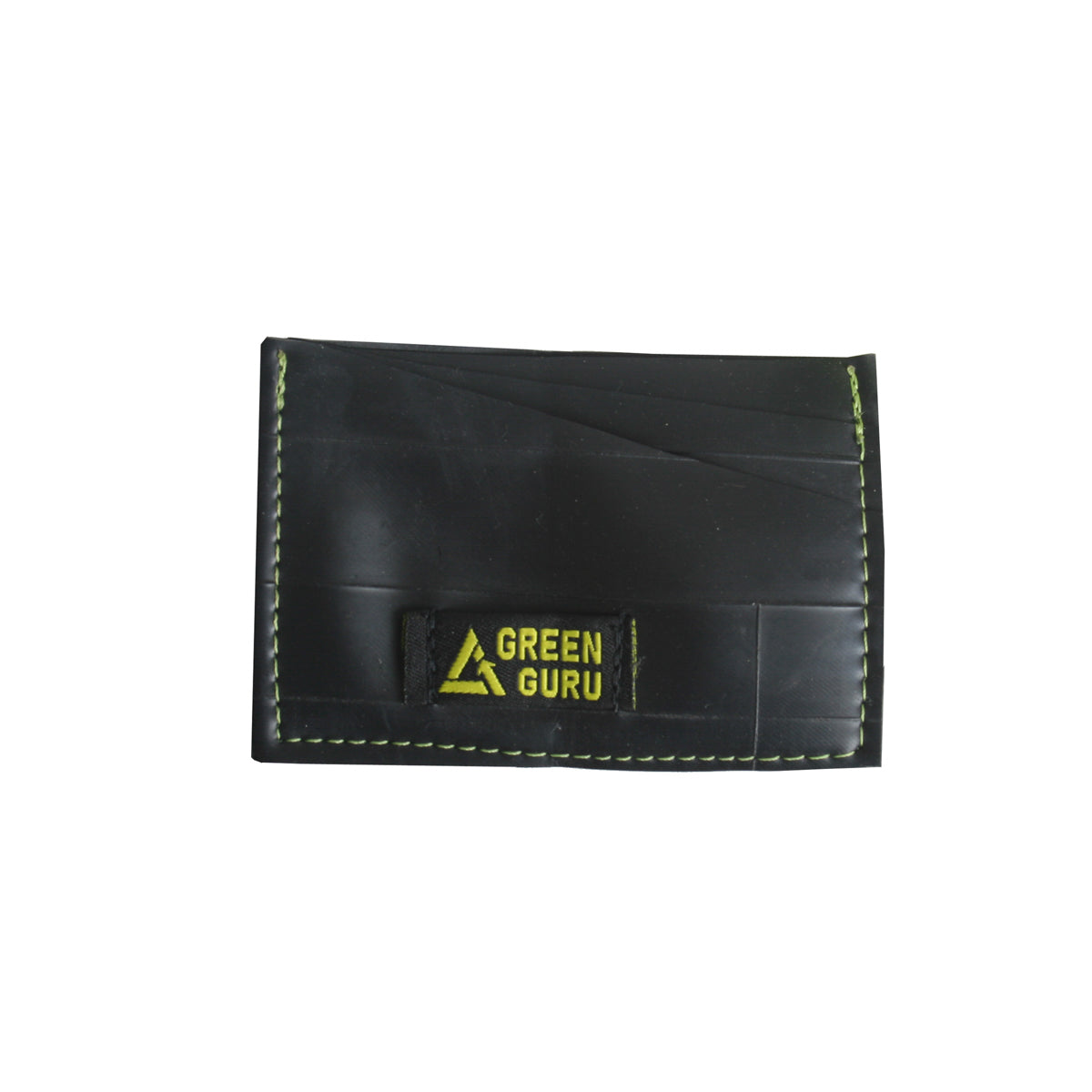 Green Guru ID card wallet by ZEITBIKE featuring multiple card slots and a compact design on a plain background.