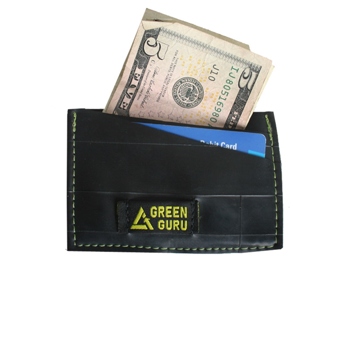 ZEITBIKE Green Guru ID Card Wallet in green with multiple card slots on a white background.