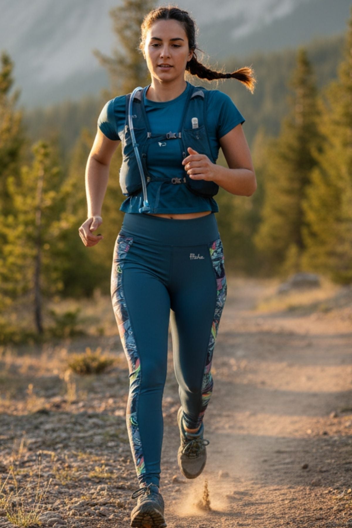 FisheWear HaliBorealis Pocket Leggings featuring a vibrant, colorful pattern and a secure side pocket for casual wear.