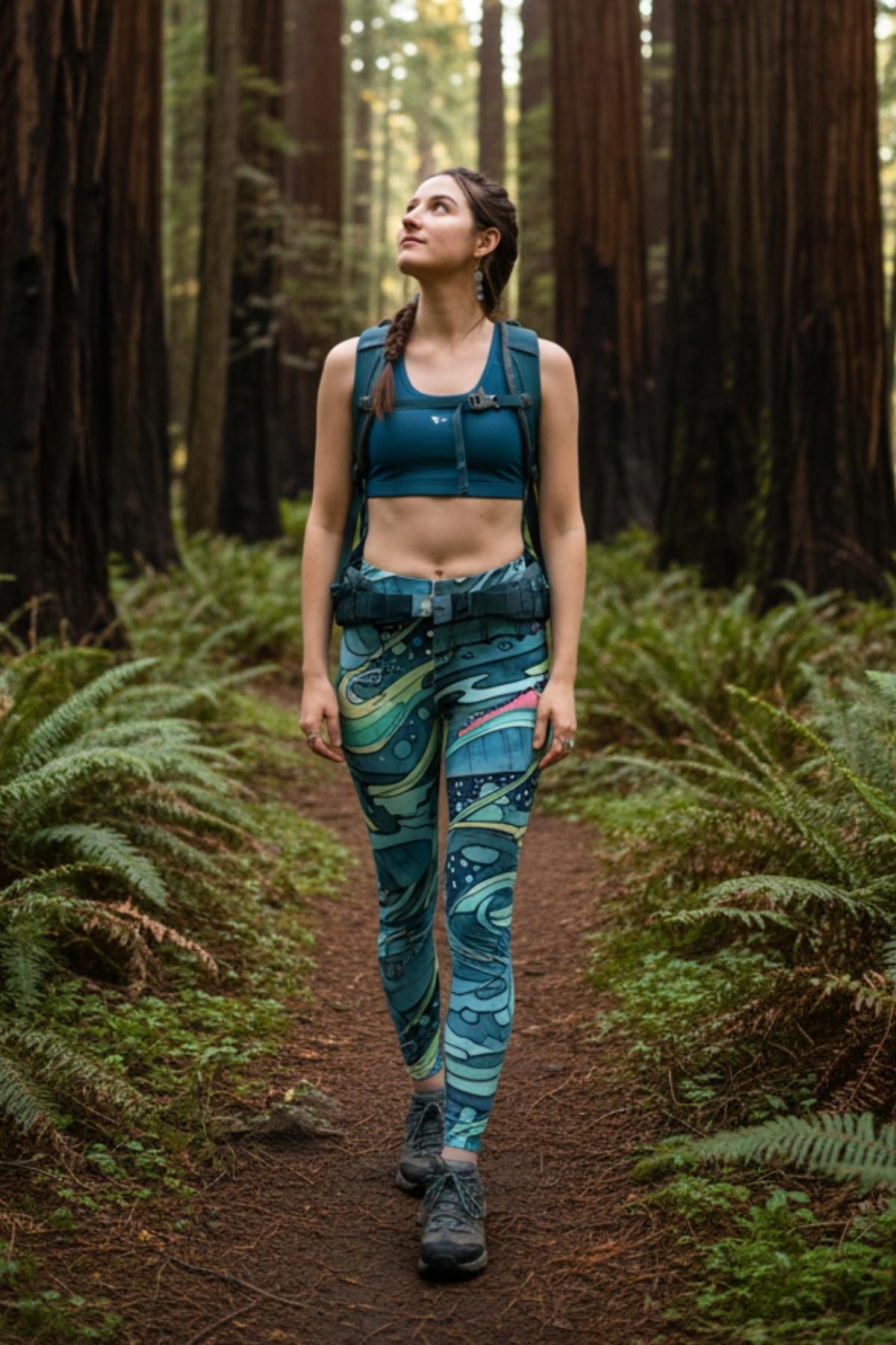 FisheWear HaliBorealis Sports Bra with supportive fit, featuring vibrant marine-inspired patterns and breathable fabric.