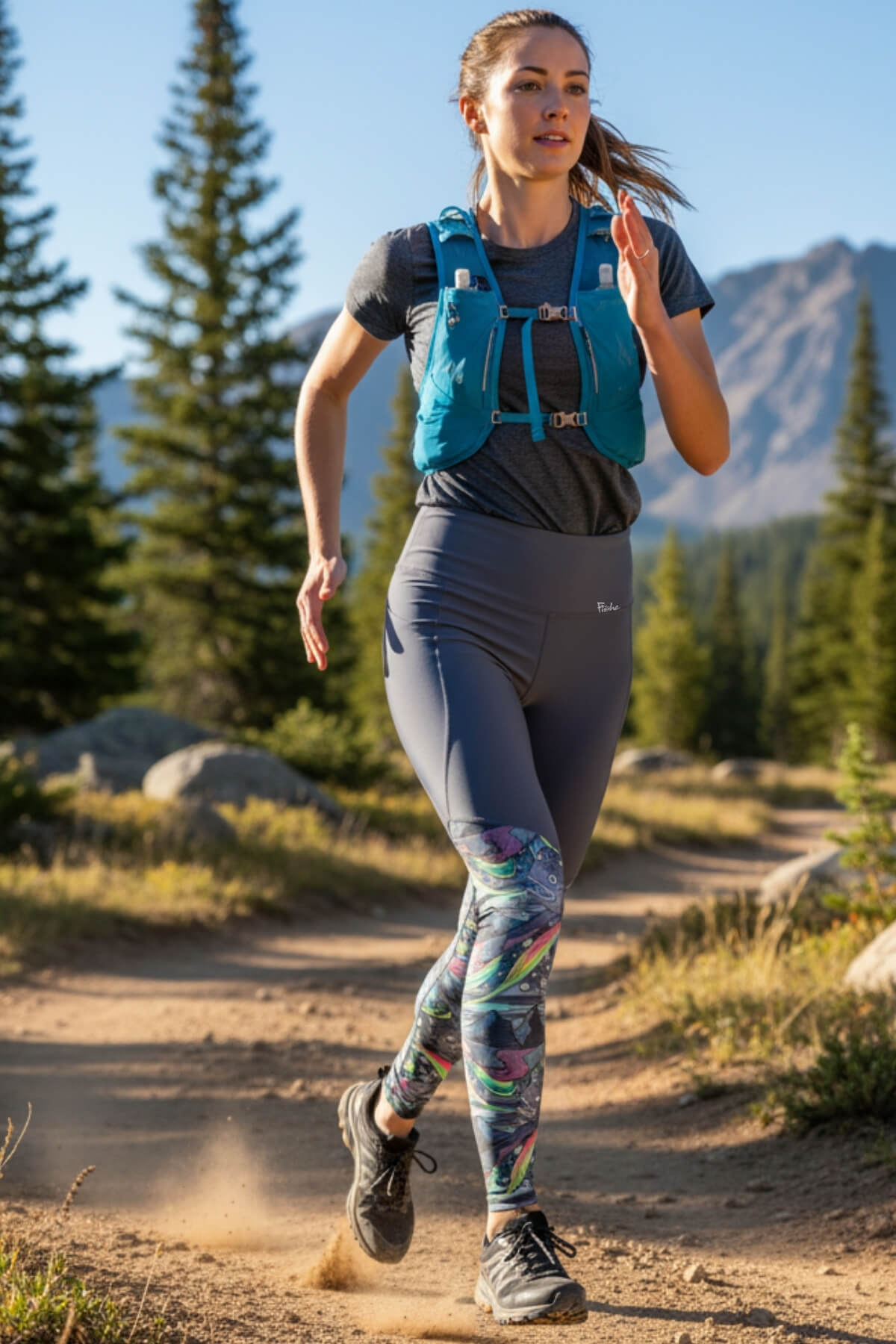 FisheWear HaliBorealis Thermal Active Leggings in black, stretchy thermal fabric with a sleek fit for cold-weather activities.