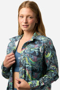 FisheWear HaliBorealis Tunic fishing shirt with long sleeves, lightweight fabric, and outdoor fishing design.