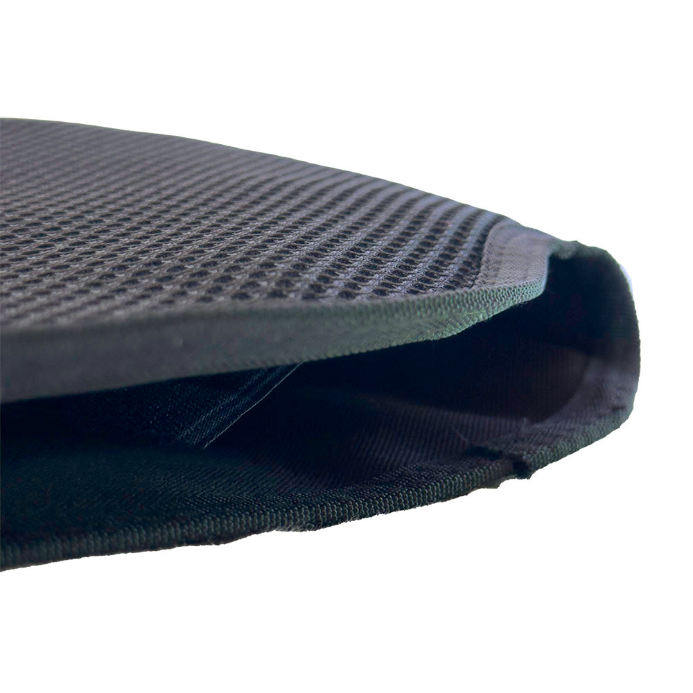 Flatirons Overland RiPouch™ Headrest Organizer attached to car headrest with multiple storage pockets for travel essentials.