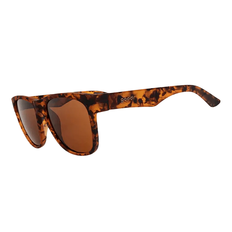 Rare Air Discs Hellhound Hallucinations BFG sunglasses with bold black frames and tinted lenses, stylish accessories for outdoor wear.