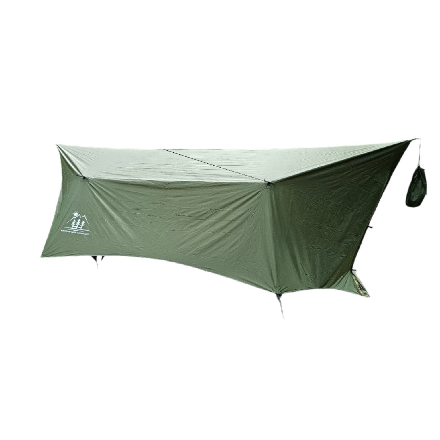 Hanging High Hammocks Hideaway Tarp for hammock camping, 12-foot rain tarp, waterproof hammock accessory for outdoor shelter.