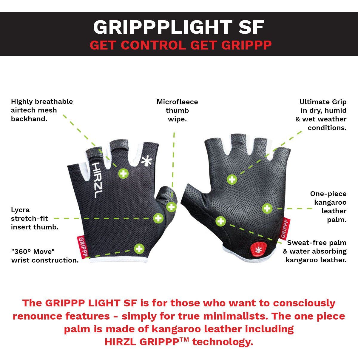 ZEITBIKE HIRZL Grippp Light SF bike gloves with padded palms and adjustable straps, designed for comfortable cycling.