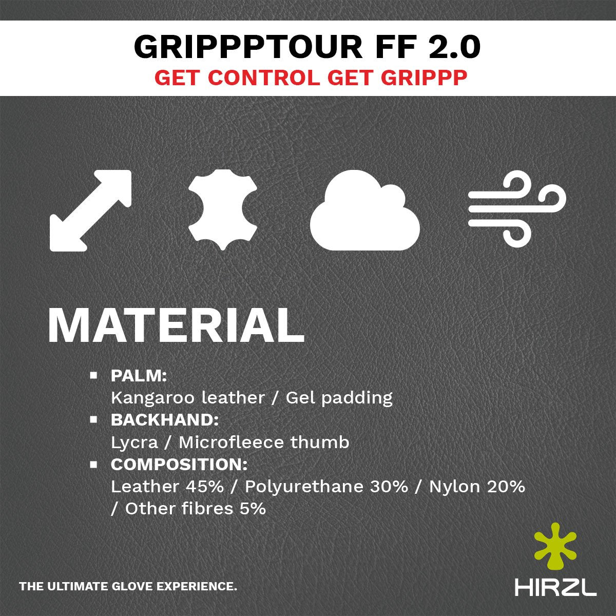 ZEITBIKE HIRZL Tour FF 2.0 leather bike gloves with textured grip and padded palms, designed for cycling comfort and control.