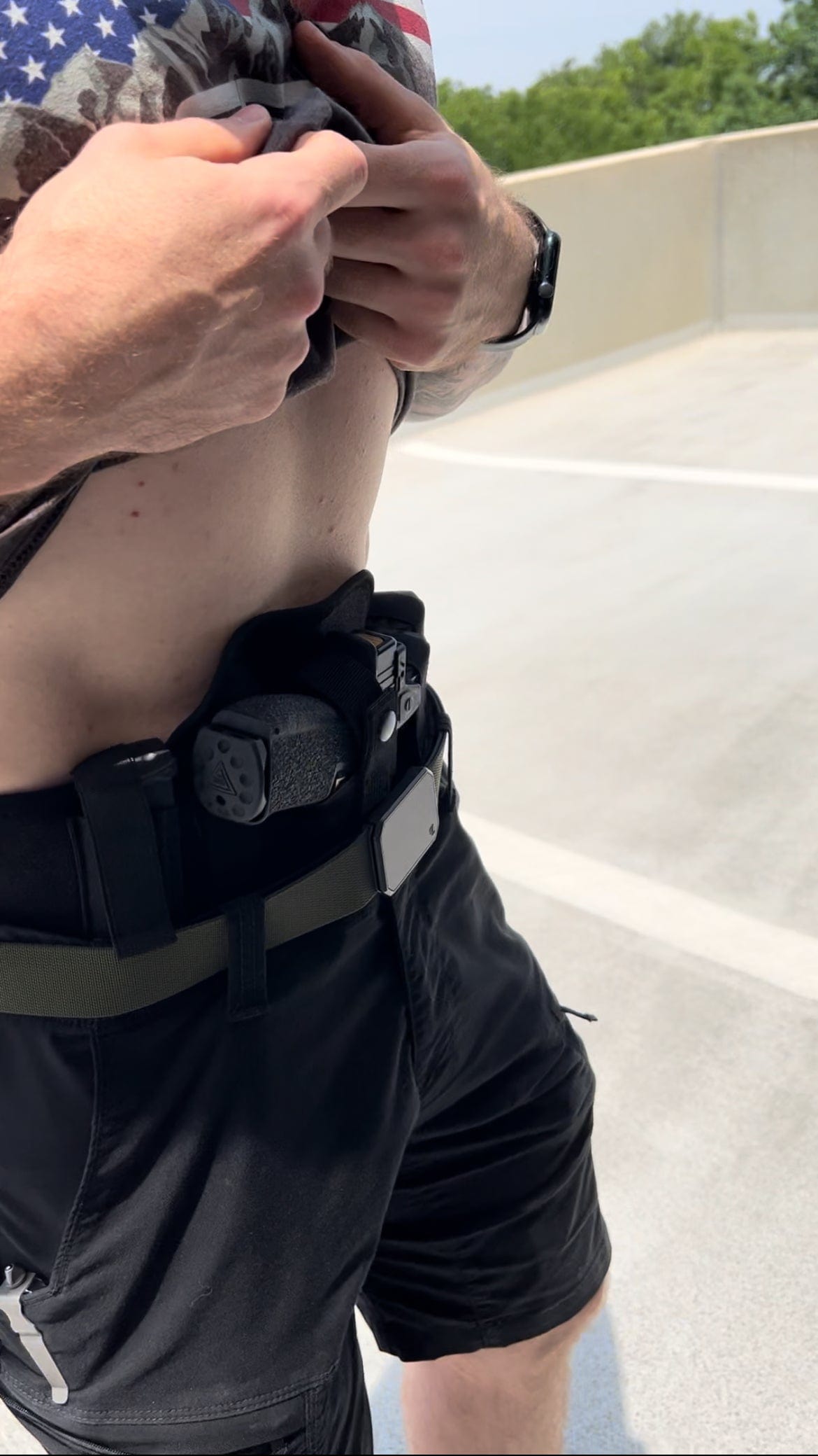 SFT2 Tactical Shadow-X Ultra Comfort Belly Band Holster in black, featuring adjustable straps and sleek design.