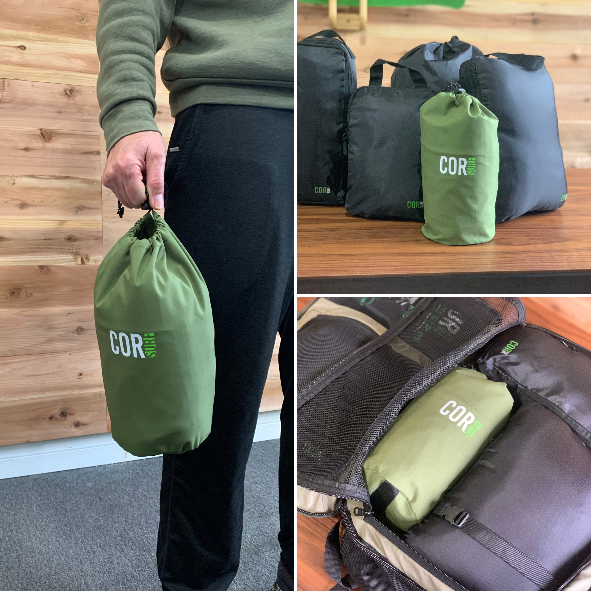 COR Surf Huakai Travel Rain Jacket for unisex, compact jacket with hood in a travel bag, lightweight waterproof apparel.