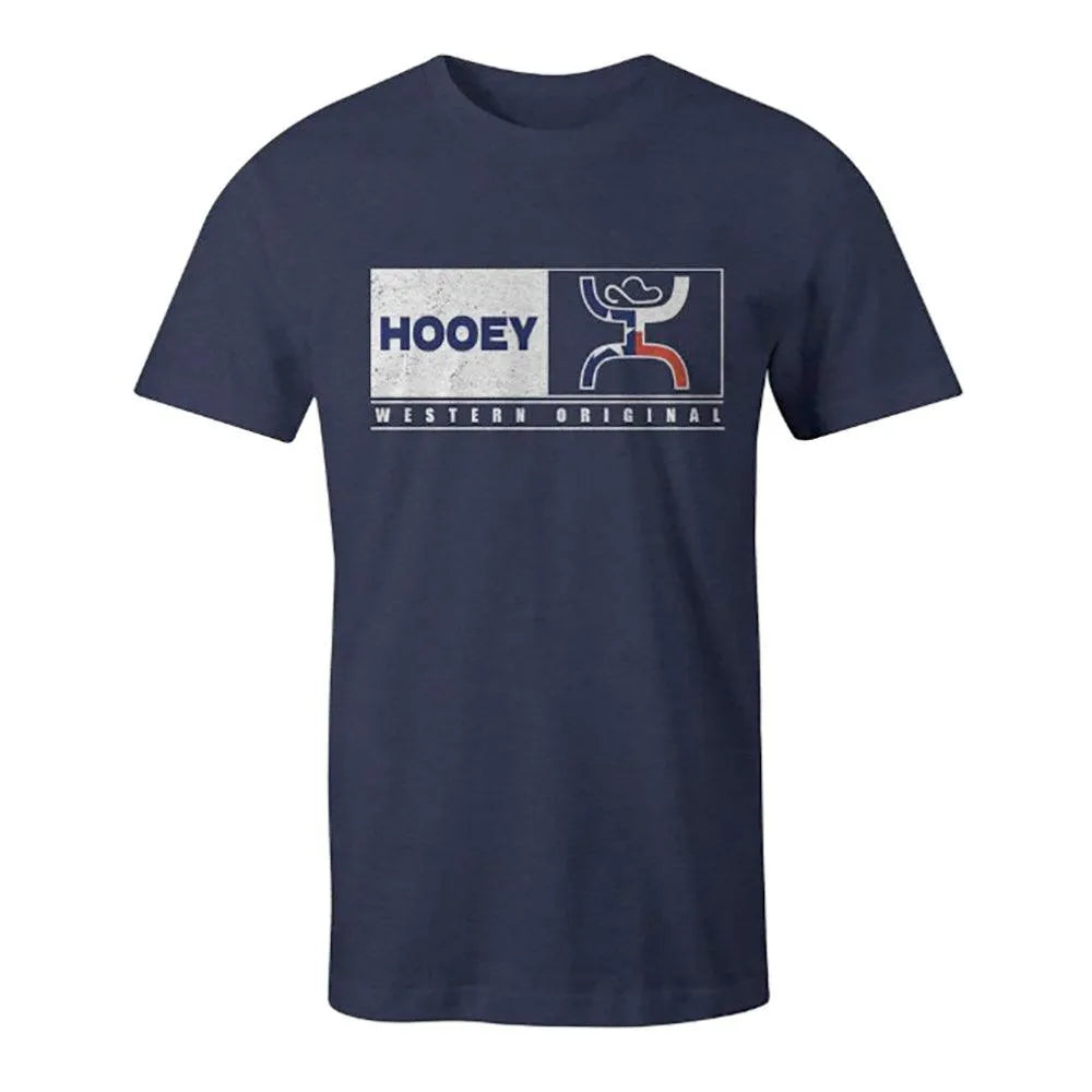 Men's navy HOOey Match crew neck T-shirt, casual apparel with HOOey branding, displayed on a plain background.
