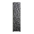 Huum Cliff Slim electric stainless steel sauna heater with digital controller and sauna stones, front view.