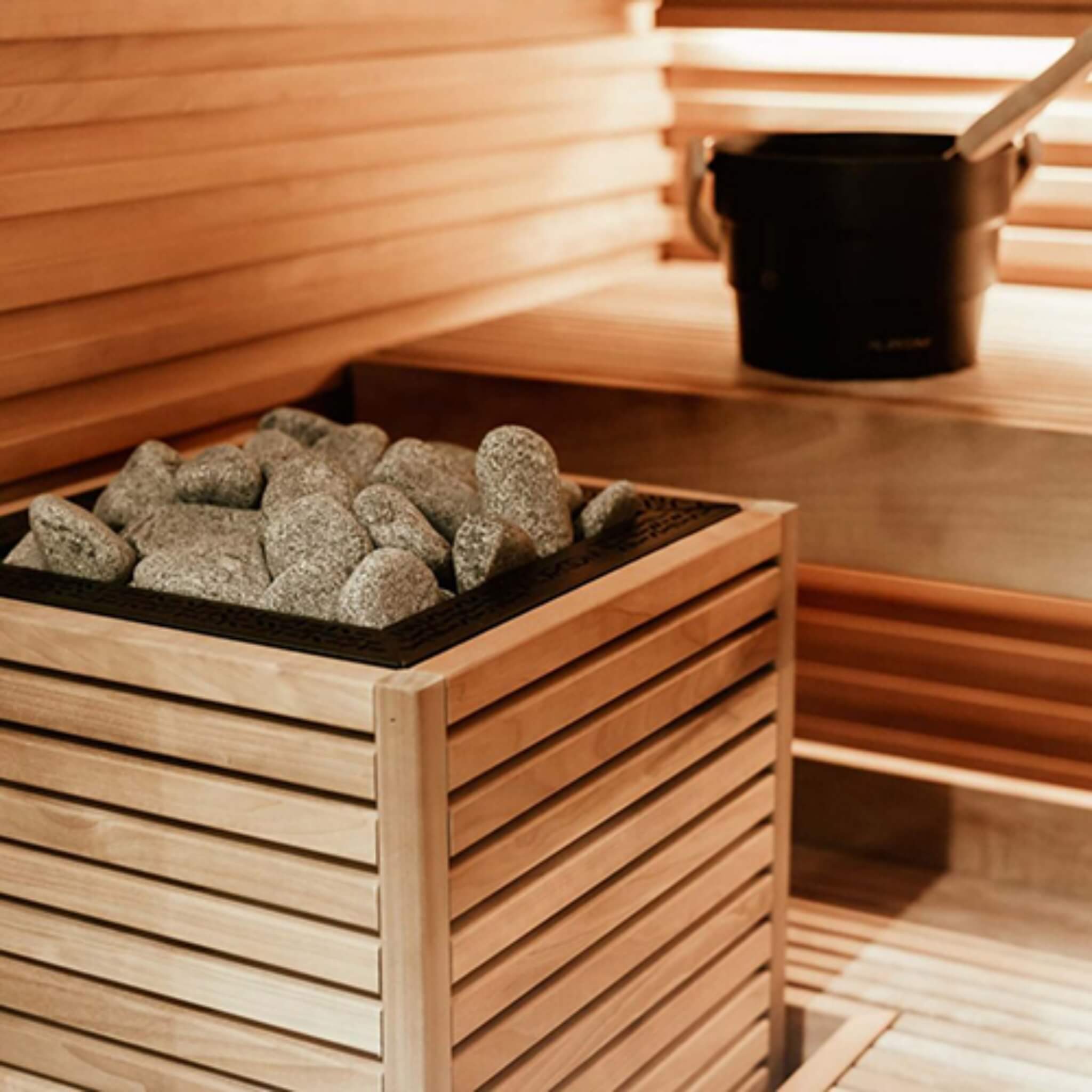 Huum Core Thermo Aspen Wood Sauna Heater with UKU Controller and stones, 6.5kW or 10.5kW, outdoor sauna heater by SAKSBY WHOLESALE.