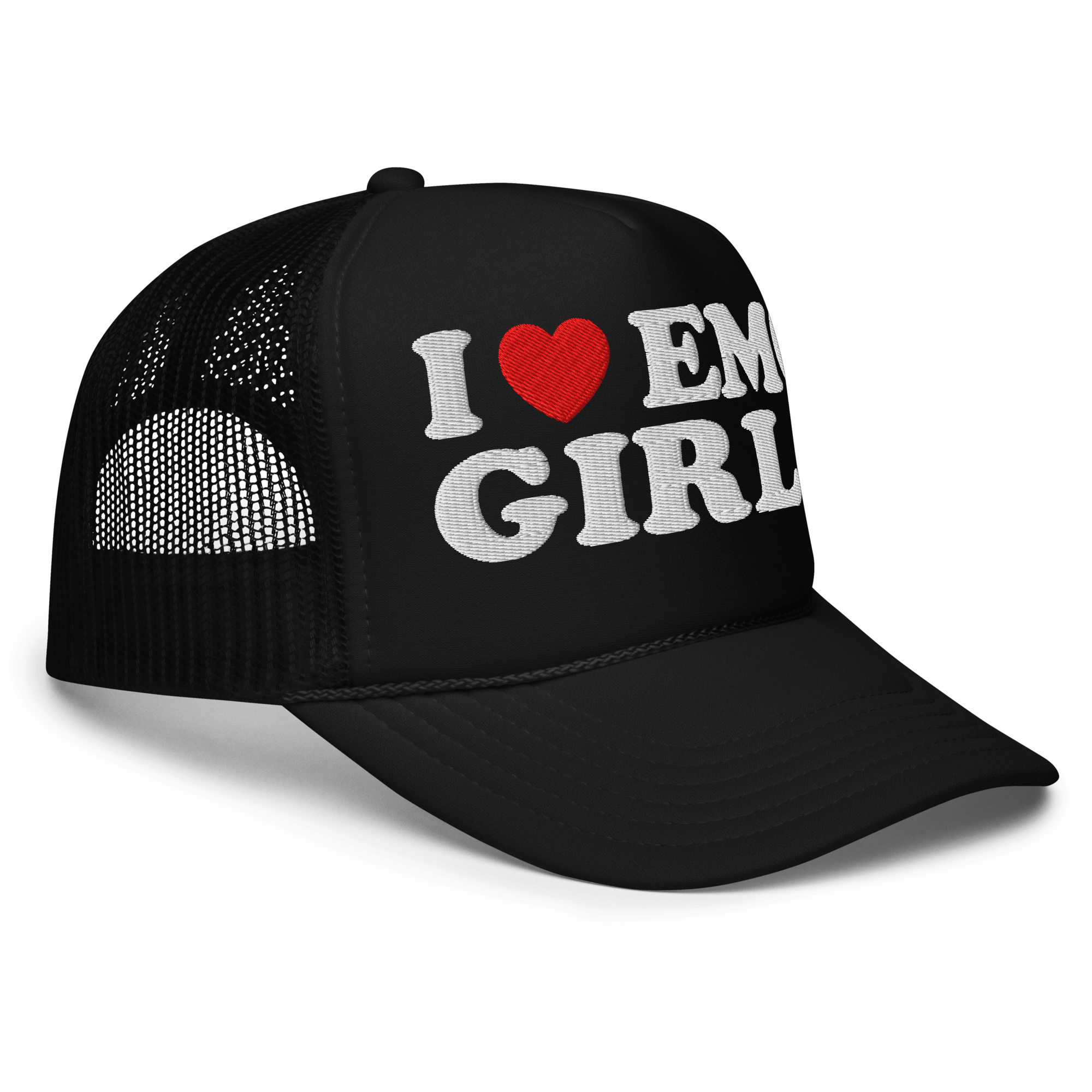I Heart Emo Girls Foam Embroidered Trucker Hat