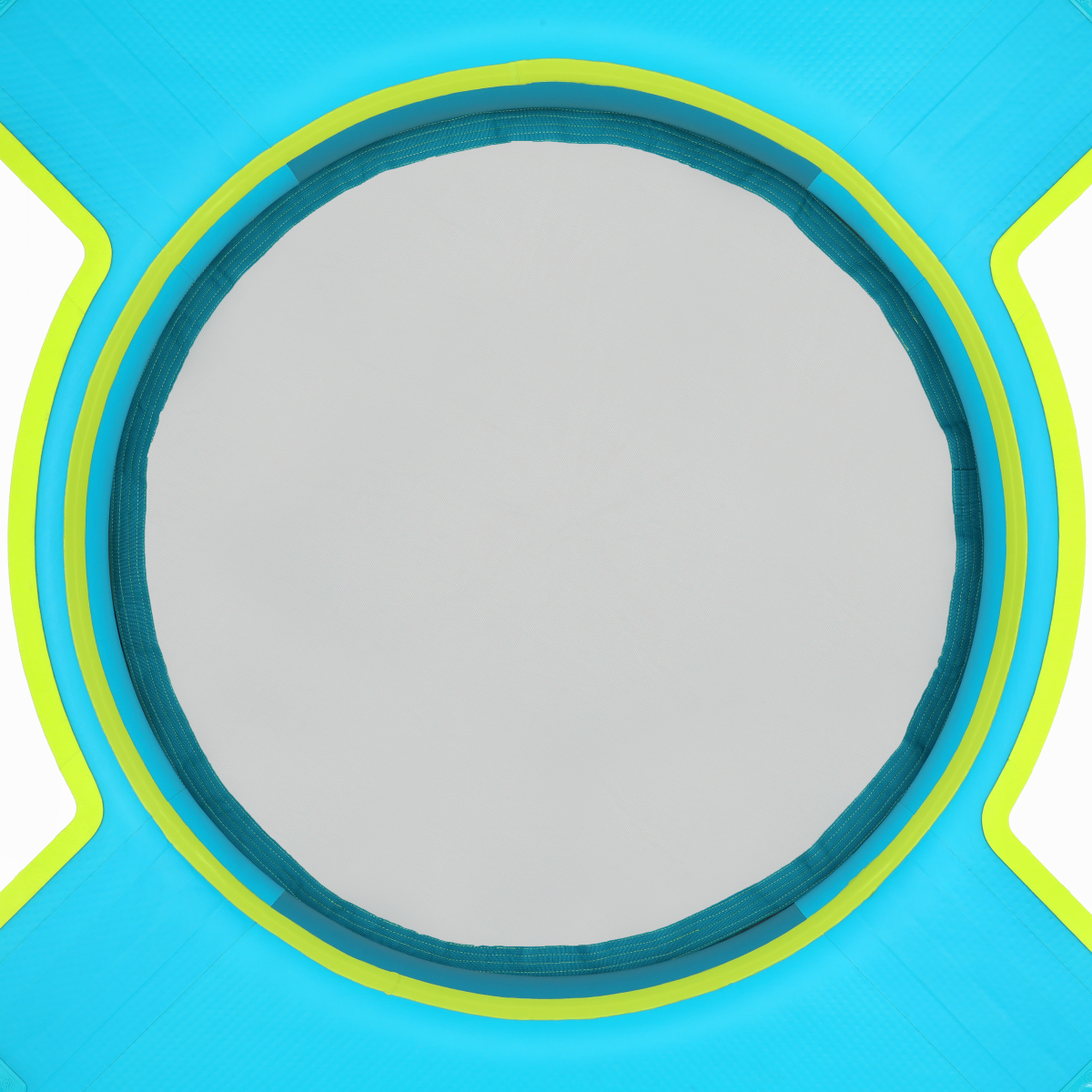 iLAND® by iROCKER 6-foot round teal and lime float for water recreation, with bright colors and durable design.