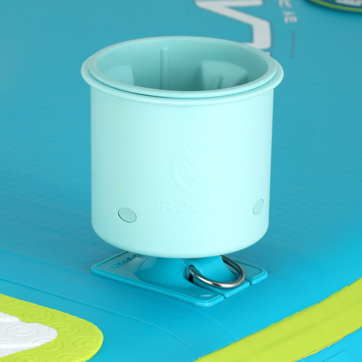 iROCKER iLAND 6-foot round teal and lime float, inflatable pool float for relaxing and lounging in the water.