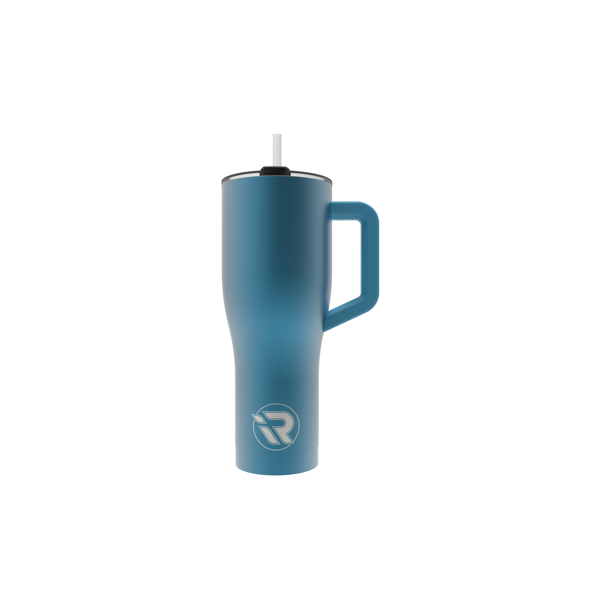 iROCKER US 40oz MAG cup with black and silver design, durable metal construction, and ergonomic handle for outdoor use.