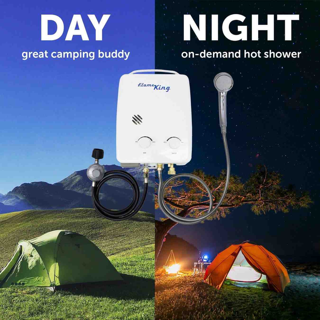 Flame King Tankless Outdoor Portable Camping Hot Shower Propane Gas 5L 1.32GPM Water Heater 34,000 BTU - We The Collective