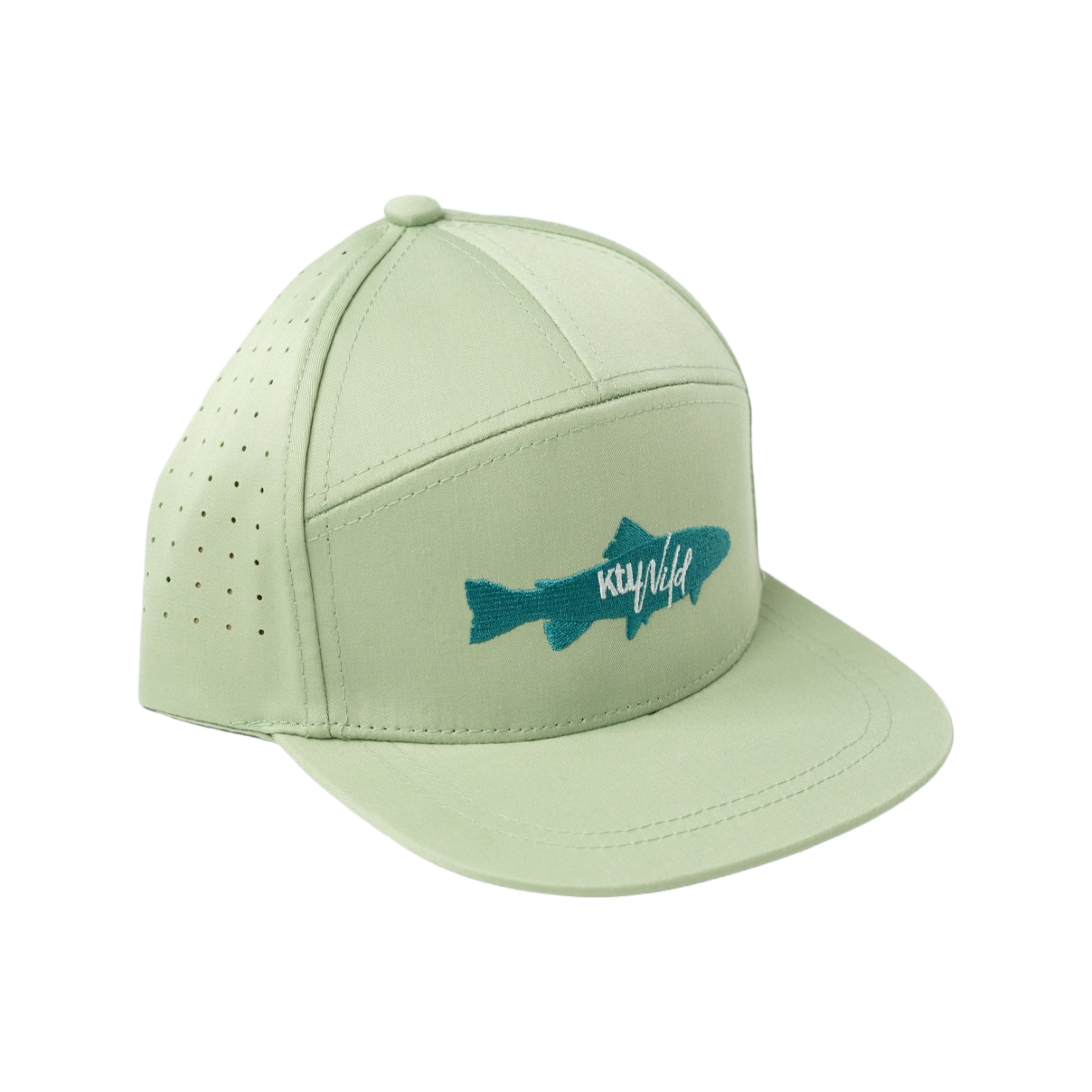 Keep the Littles Wild snapback hat with "The Catch" embroidered design, featuring a black cap with colorful patchwork accents.