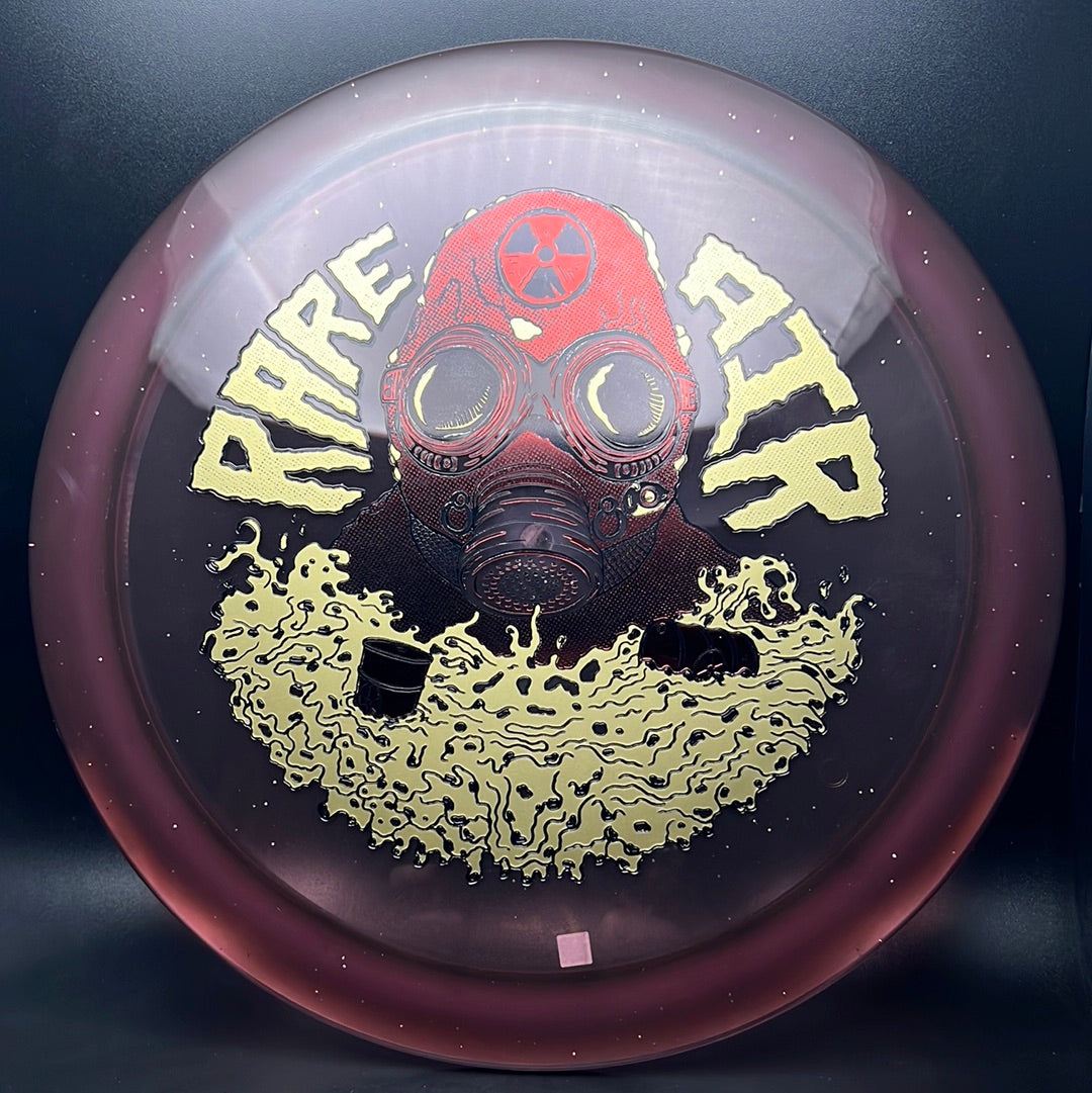 Rare Air Discs Ethos Omen Radioactive Man Edition disc golf disc with vibrant design and bold branding, suitable for players.