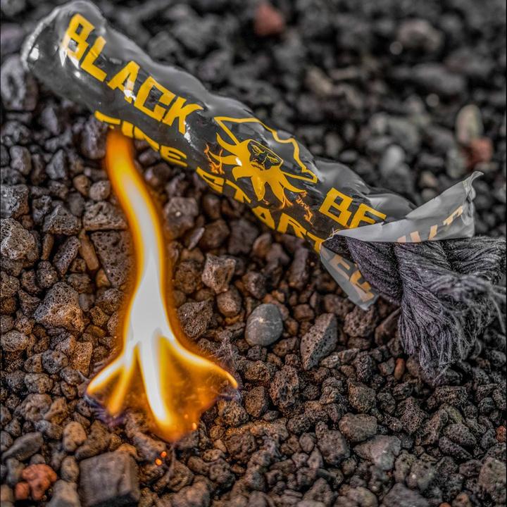 Black Beard Fire Starter by Alpenglow Readiness Supply, showcasing compact design and durable materials for outdoor use.