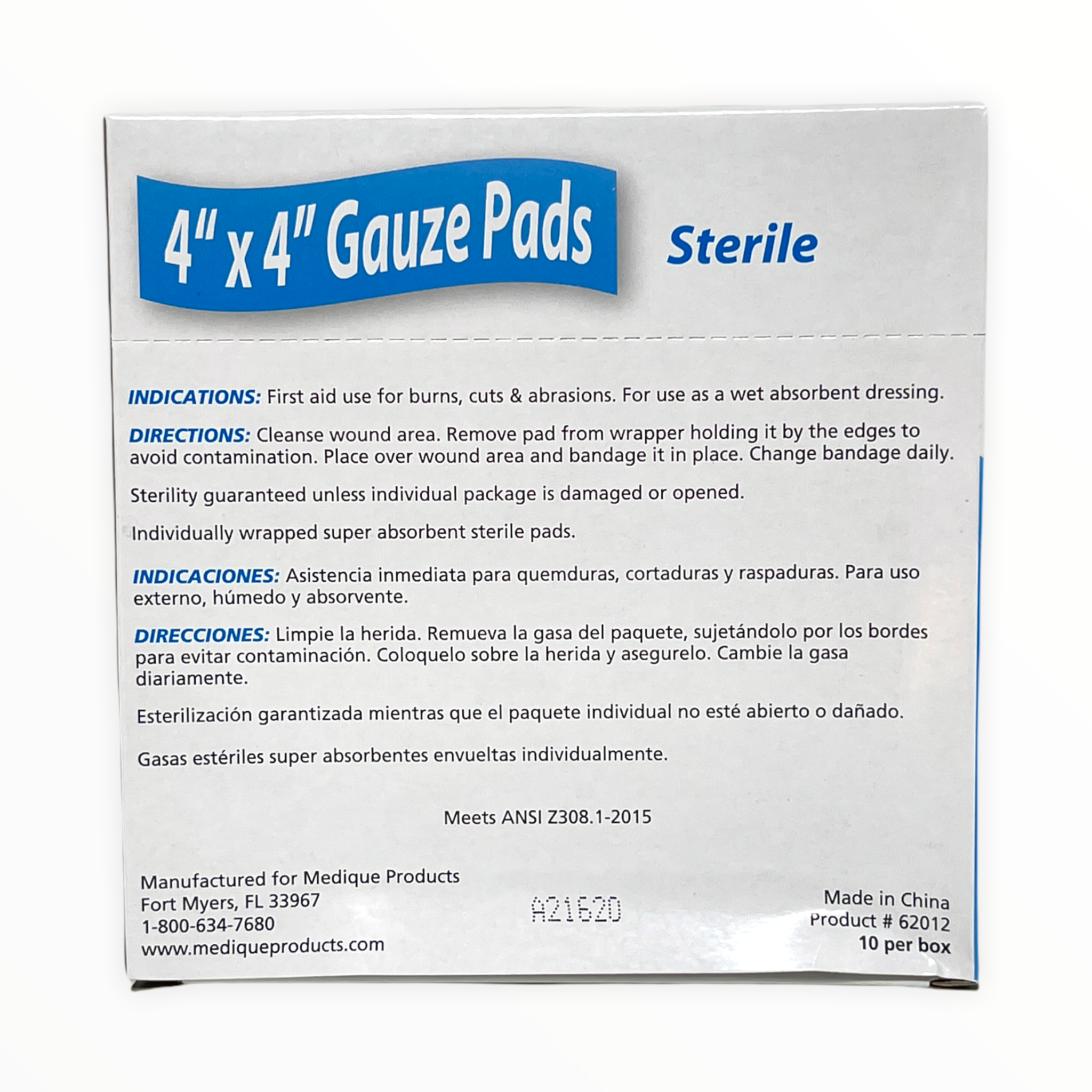 Sterile 4" x 4" gauze pads from Alpenglow Readiness Supply, ideal for wound care and first aid applications.