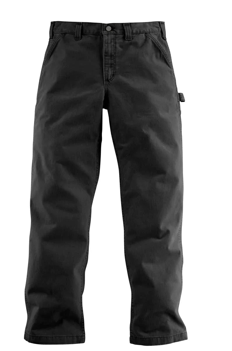 Black twill dungaree jeans for men by Carhartt, showcasing sturdy fabric and classic design.
