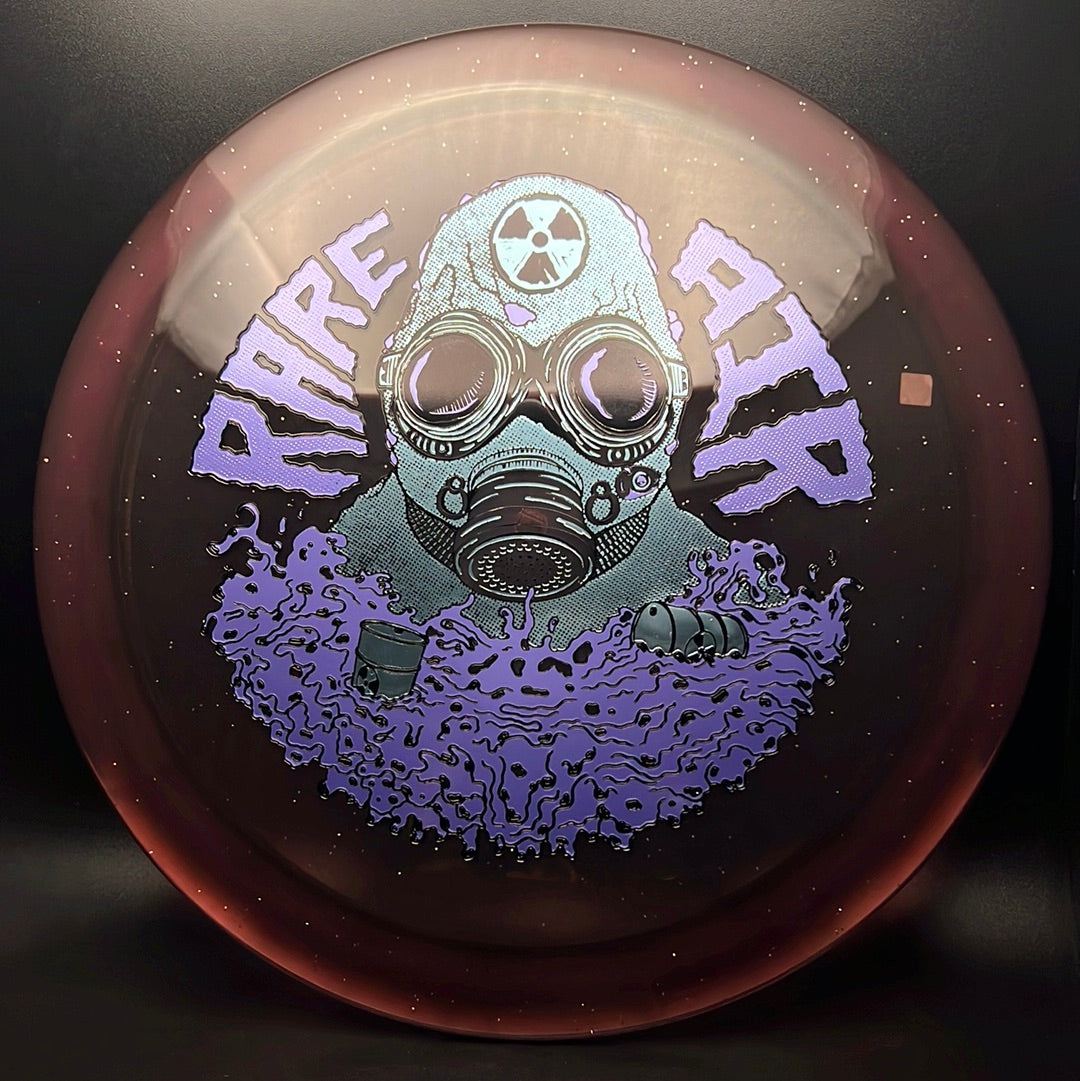 Rare Air Discs Ethos Omen Radioactive Man Edition disc golf disc with vibrant green and black design on a white background.