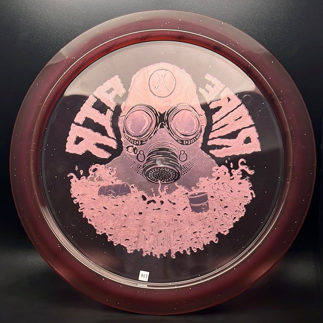 Rare Air Discs Ethos Omen Radioactive Man Edition disc golf disc with vibrant radioactive design and bold branding.
