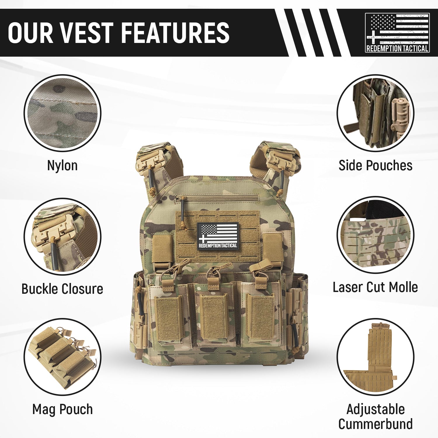 Redemption Tactical RT Crusader 2.0 Level IV lightweight armor plates, front and back, 10x12 size, part of tactical vest kit