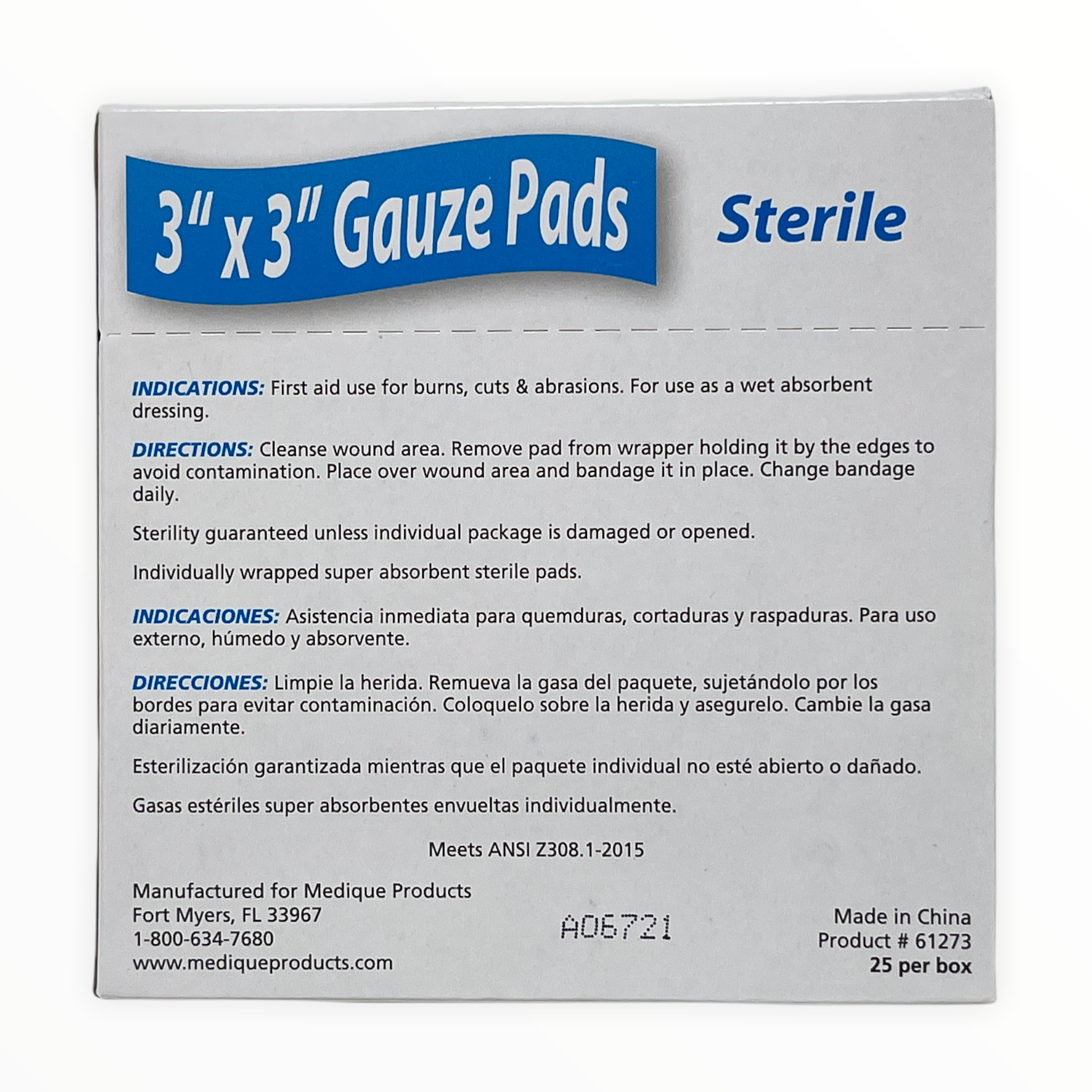 Sterile 3” x 3” gauze pads from Alpenglow Readiness Supply, ideal for first aid and wound care.