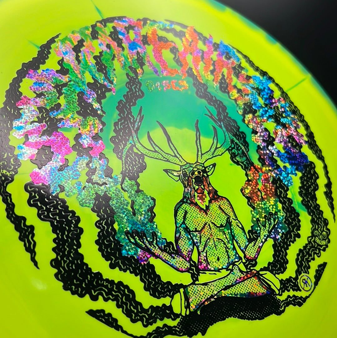 Rare Air Discs Halo S-Blend Exodus disc golf stamp featuring a custom RAD Elk design on a disc golf disc.