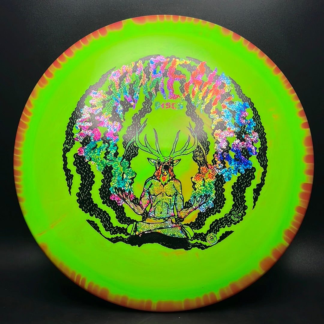 Rare Air Discs Halo S-Blend Exodus disc golf disc featuring a custom RAD Elk stamp on a white background.