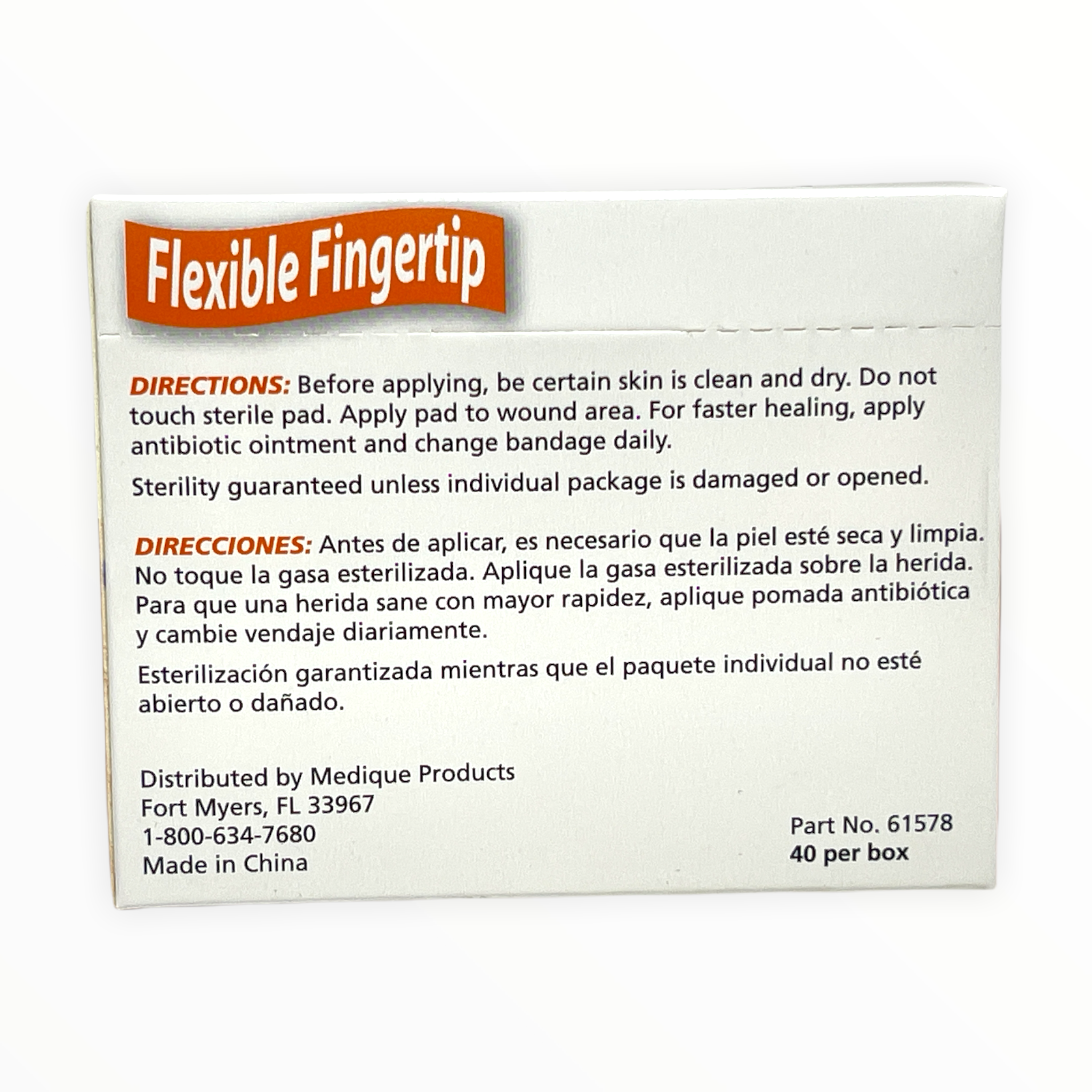 Flexible heavy weight fingertip bandages by Medique, showcasing first aid supplies with a durable design for injury protection.