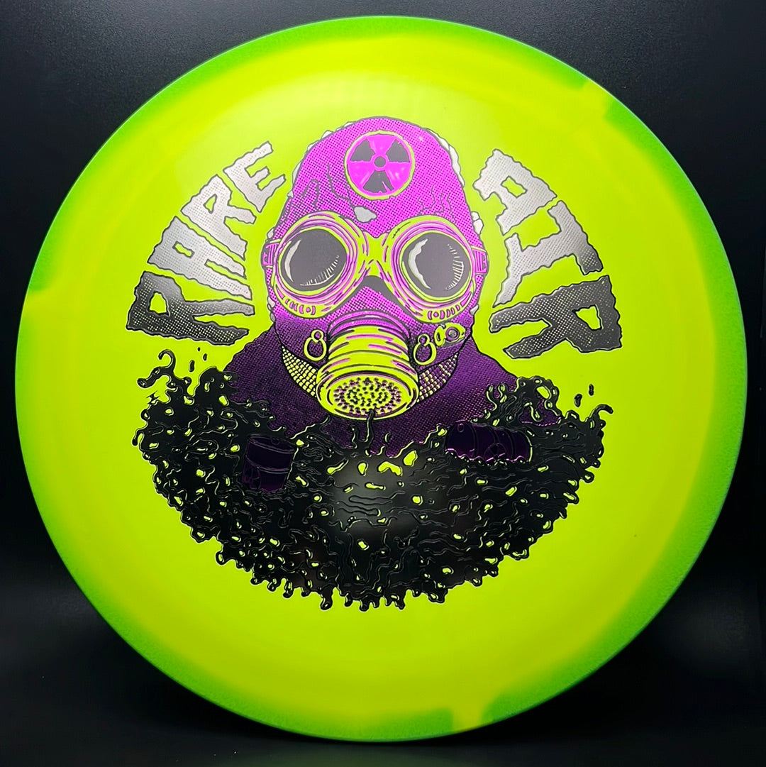 Rare Air Discs Halo S-Blend Czar disc golf disc, radioactive man edition, with vibrant design and detailed branding visible.