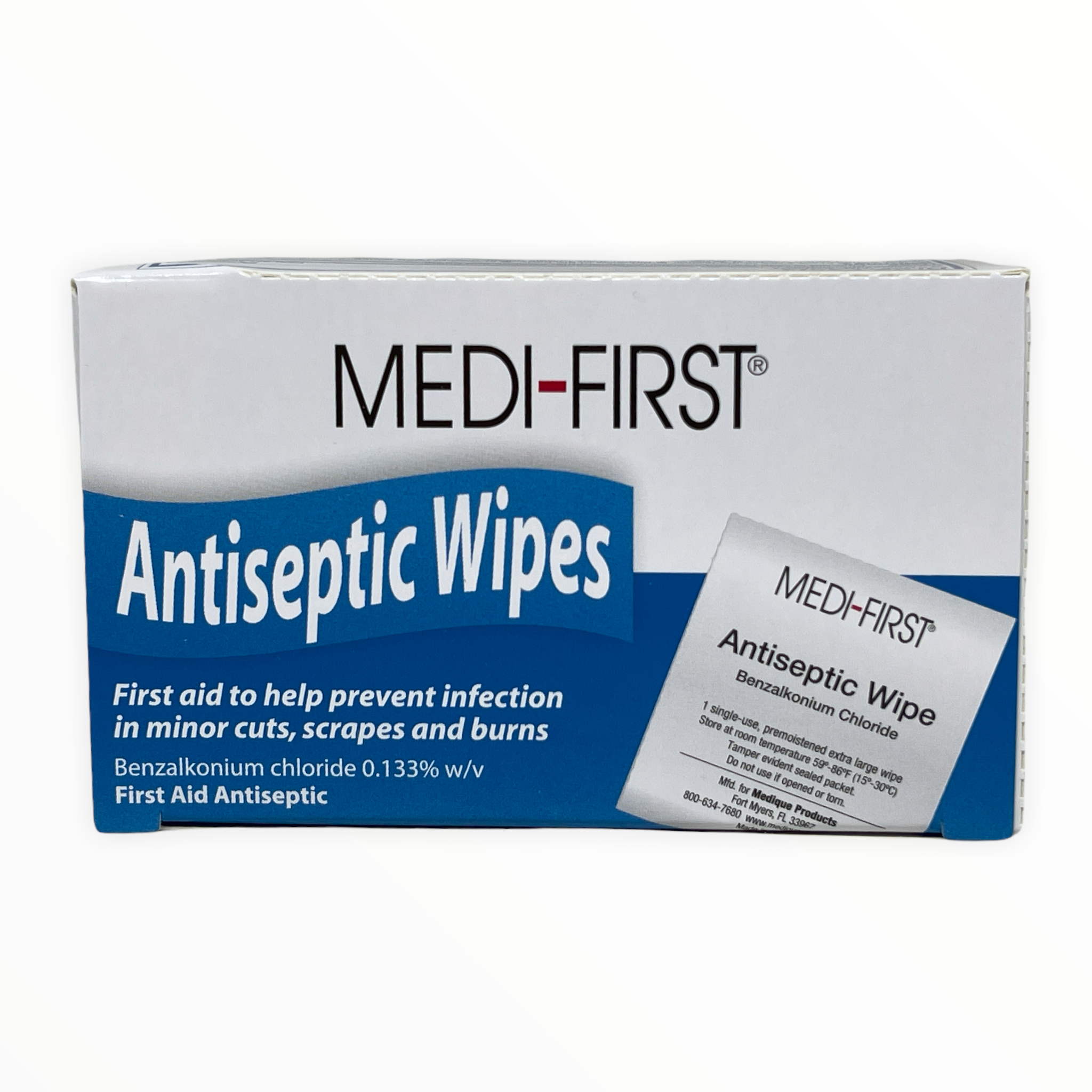 Alpenglow Readiness Supply antiseptic wipes in a pack, ideal for first aid and cleaning minor cuts and scrapes.