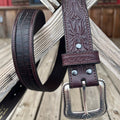 Black croc texture men's belt from Ariat, featuring a sleek design and stylish buckle for everyday wear.