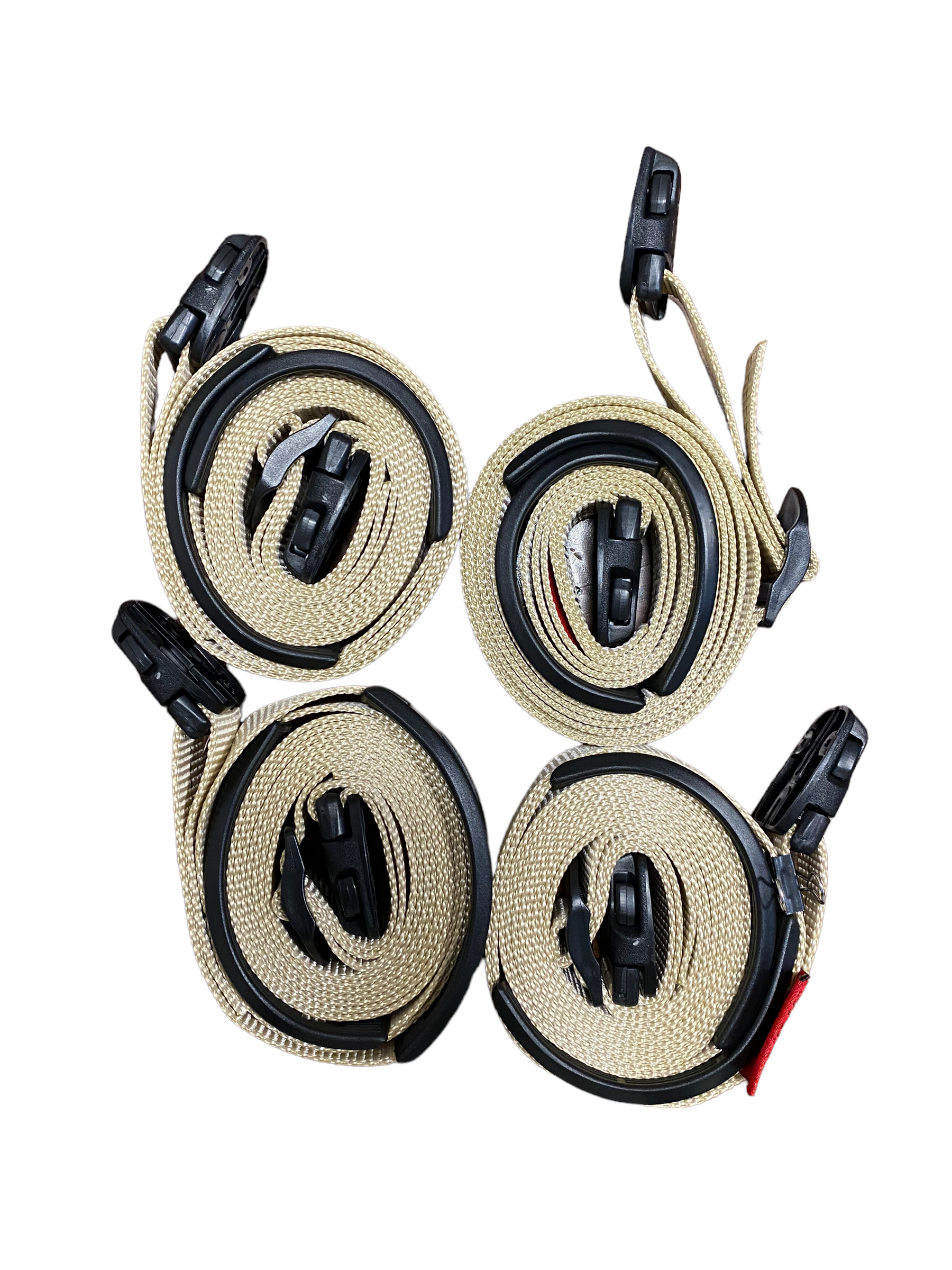 10 ft tan spa cover with adjustable wind straps from RatchetStrap.Com, featuring two complete kits for hot tub security.