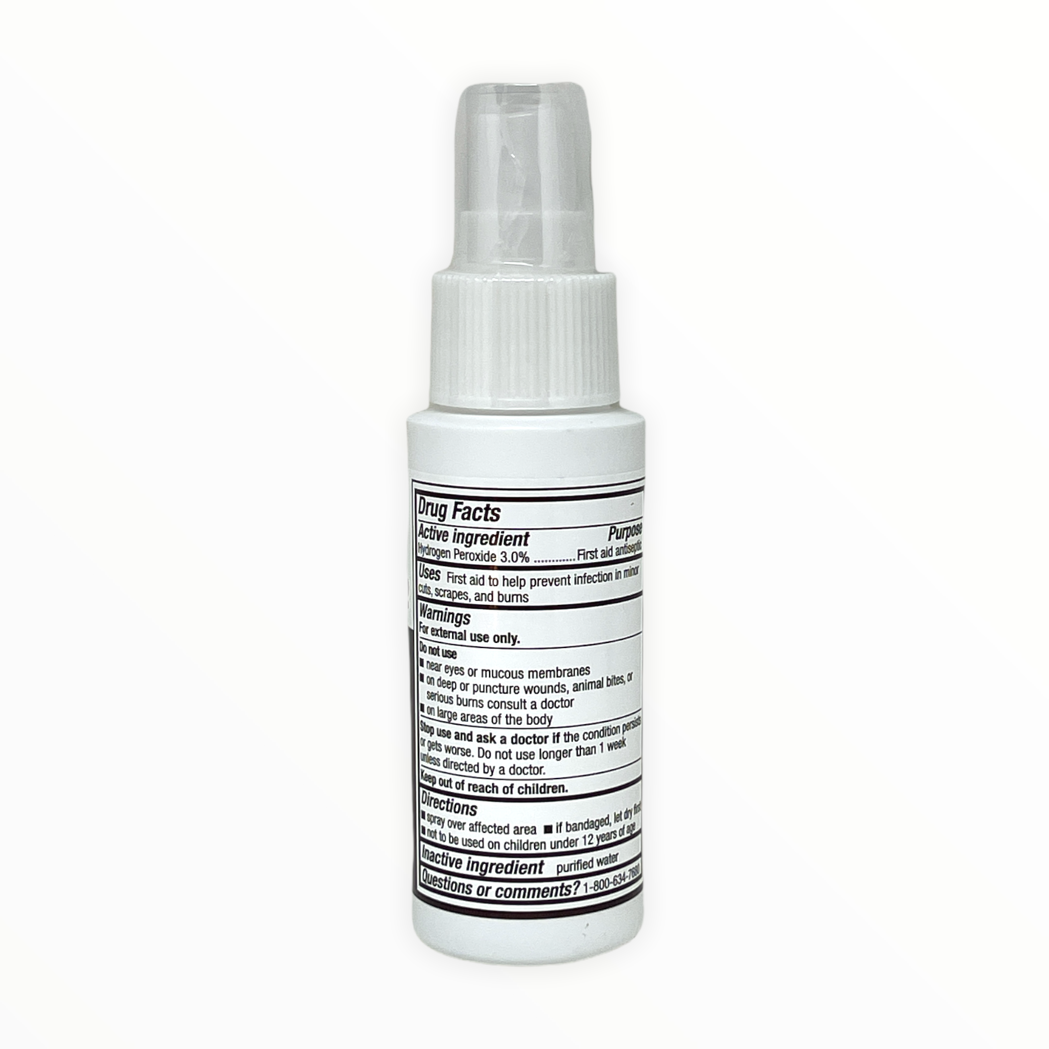 Medique hydrogen peroxide first aid supply with pump, clear bottle for disinfecting cuts and wounds.