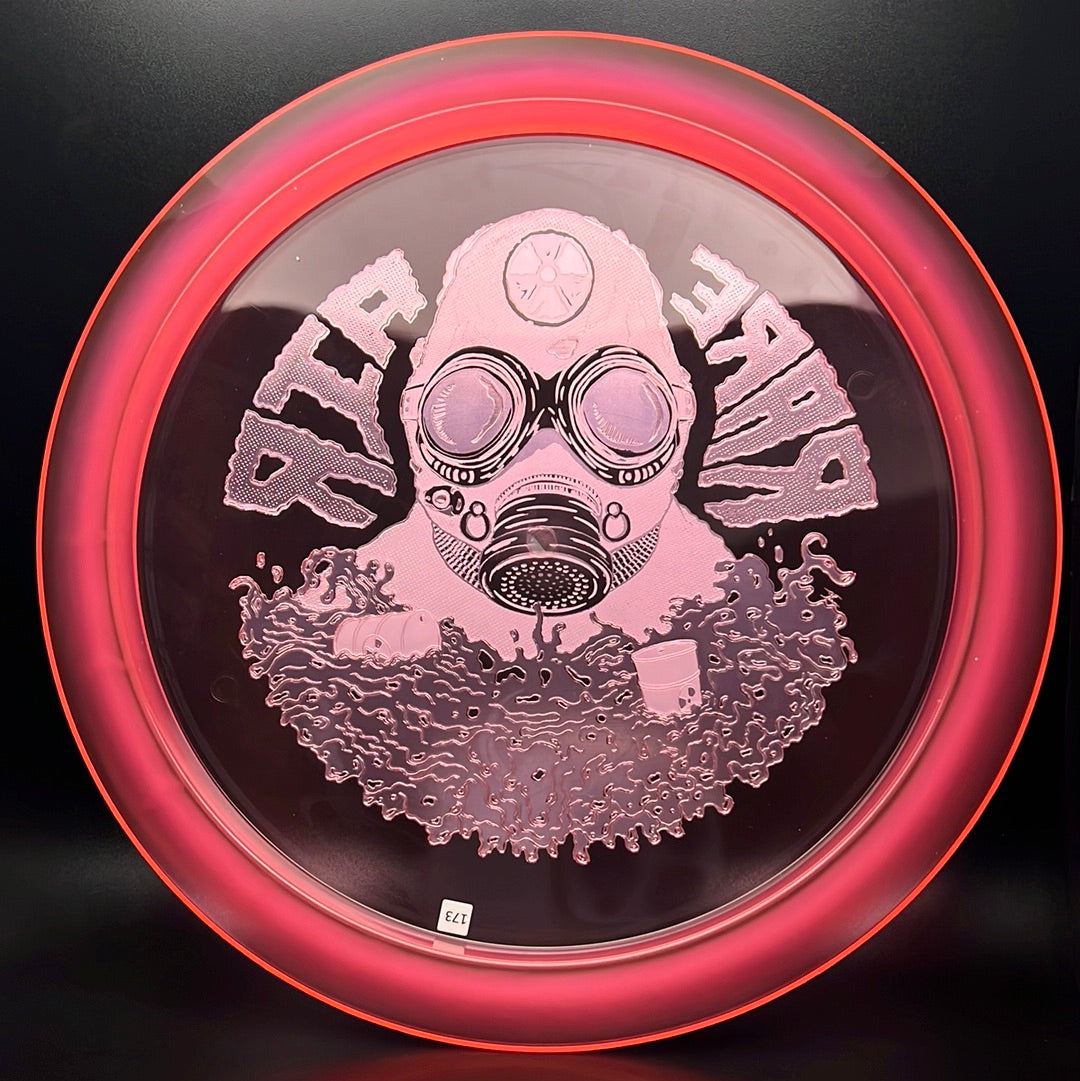 Rare Air Discs Ethos Omen Radioactive Man Edition disc golf disc with vibrant radioactive-themed artwork.