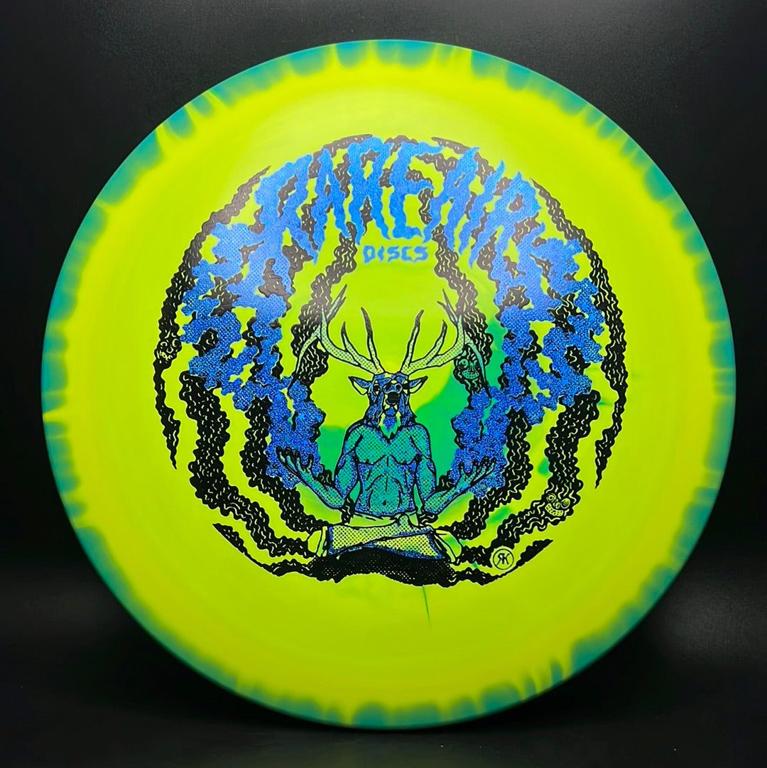 Rare Air Discs Halo S-Blend Exodus disc golf disc with custom RAD Elk stamp, showcasing vibrant artwork and detailed design.