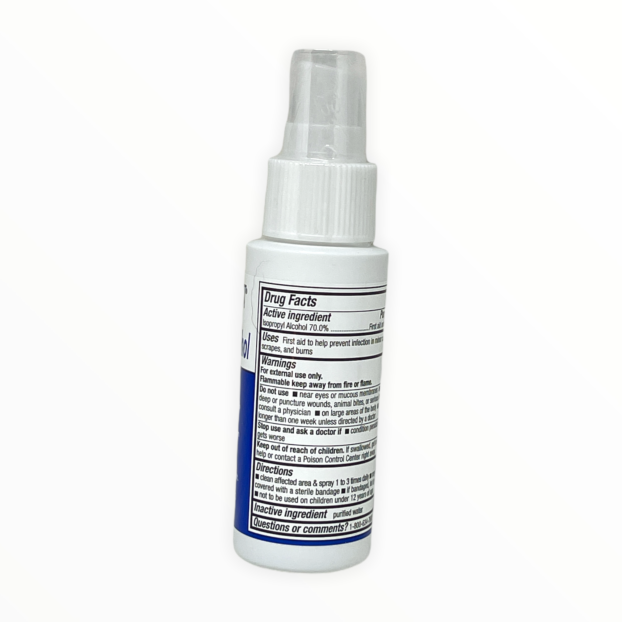 Medique 70% Isopropyl Alcohol pump spray bottle, first aid supplies for disinfecting wounds and cleaning surfaces.